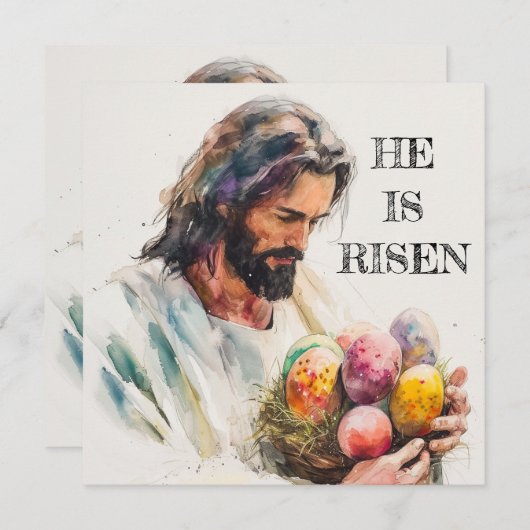 彼はイエス・グリーティング・カード、ハッピーイースター シーズンカード (正面/裏面)