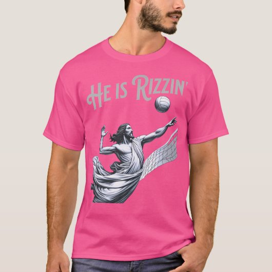 彼はイエズスのバレーボール遊スポーツでおもしろいある Tシャツ (正面)