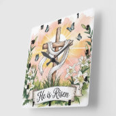 彼はイースターのクロス・ライリーを復活させた スクエア壁時計 (傾斜)