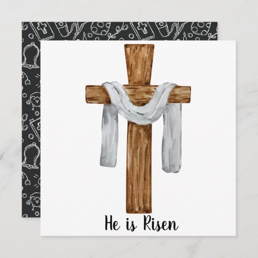 彼はイースターのホリデーカードを復活させた シーズンカード (正面/裏面)