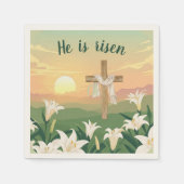 彼はイースターの日の出の紙のナプキン復活している スタンダードカクテルナプキン (正面)