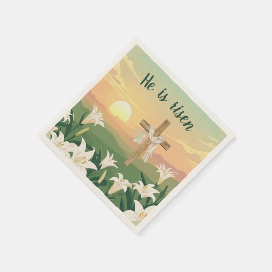 彼はイースターの日の出の紙のナプキン復活している スタンダードカクテルナプキン (角)