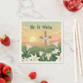 彼はイースターの日の出の紙のナプキン復活している スタンダードカクテルナプキン (インサイチュ)