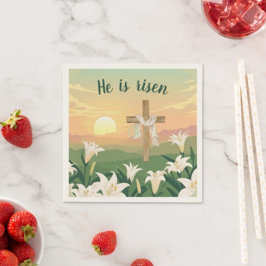 彼はイースターの日の出の紙のナプキン復活している スタンダードカクテルナプキン (インサイチュ)