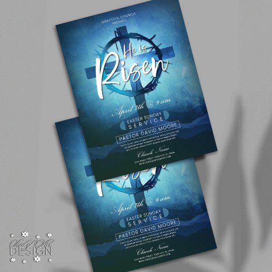 彼はイースターの日曜日の教会のサービスのチラシを復活させた チラシ