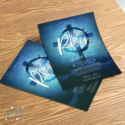 彼はイースターの日曜日の教会のサービスのチラシを復活させた チラシ