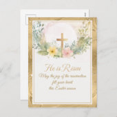 彼はイースターの水の色の花、宗教的な復活 シーズンポストカード (正面/裏面)