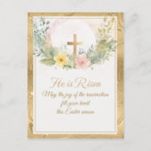 彼はイースターの水の色の花、宗教的な復活 シーズンポストカード (正面)