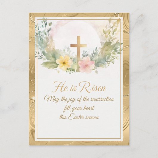 彼はイースターの水の色の花、宗教的な復活 シーズンポストカード (正面)