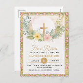 彼はイースターの水の色の花、宗教的な復活 シーズンポストカード (正面/裏面)