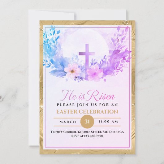 彼はイースターの水の色の花、宗教的な復活 案内状 (正面)