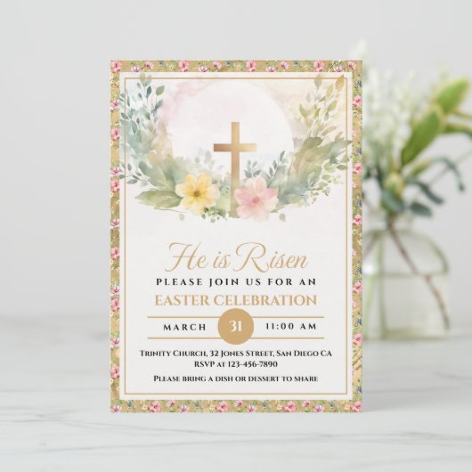 彼はイースターの水の色の花、宗教的な復活 案内状 (スタンド正面)