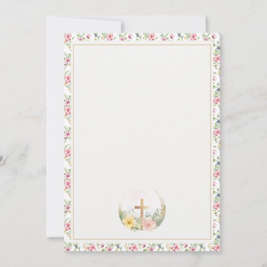 彼はイースターの水の色の花、宗教的な復活 案内状 (裏面)
