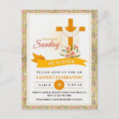 彼はイースタークロス、花、イースターを起こエレガントした シーズンポストカード (正面)