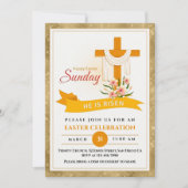 彼はイースタークロス、花、イースターを起こエレガントした 案内状 (正面)