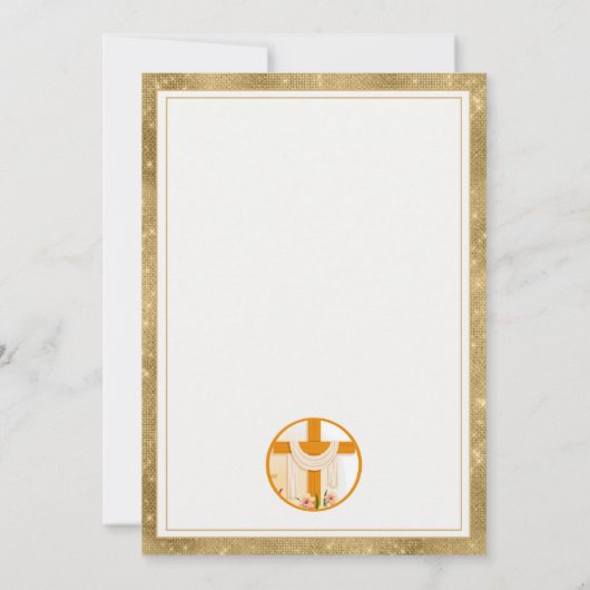 彼はイースタークロス、花、イースターを起こエレガントした 案内状 (裏面)