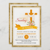 彼はイースタークロス、花、イースターを起こエレガントした 案内状 (正面/裏面)