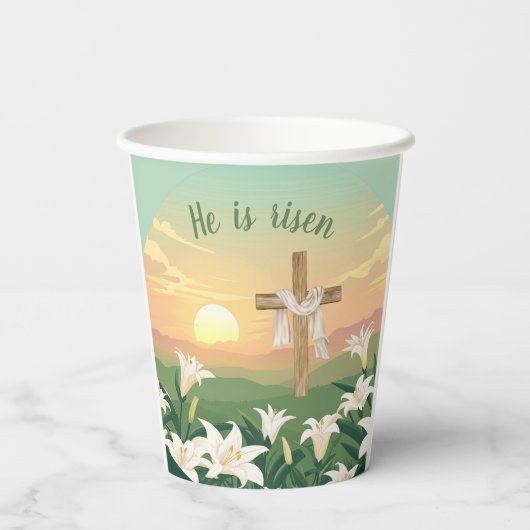 彼はイースターサンライズ紙カップを復活した 紙コップ (裏面)