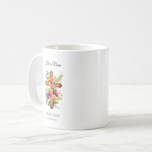 彼はイースターフローラ十字架を言われたように立ち上がった コーヒーマグカップ (正面左)