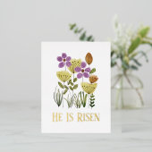 彼はイースターフローラ教会の礼拝を復活させた 箔シーズンポストカード (立ち正面)