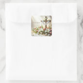 彼はイースターユリと十字架で立ち上がった スクエアシール (バッグ)