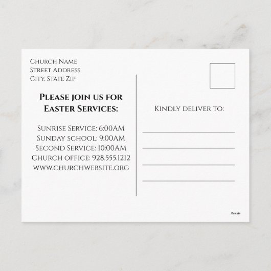 彼はイースター教会のサービスを三十字架で復活した シーズンポストカード (裏面)