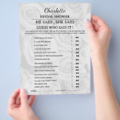 彼はエレガント彼女はブライダルシャワーゲームと言った チラシ (手)