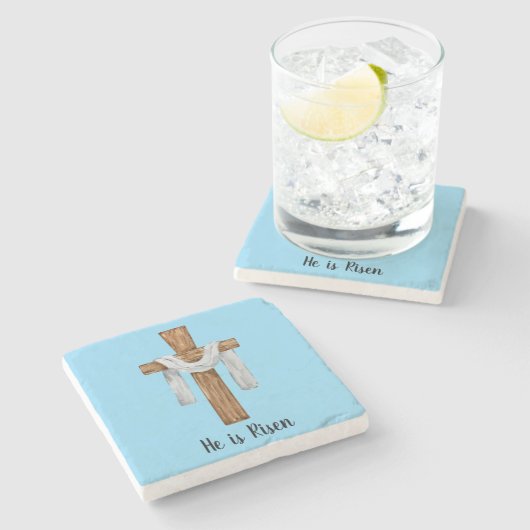 彼はキリスト教の十字架に昇った ストーンコースター (横)