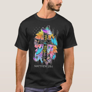 彼はキリスト教の十字蝶のアメリカ人だ Tシャツ