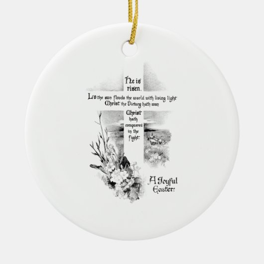 彼はキリスト教の復活祭でヴィンテージを起こした セラミックオーナメント (正面)