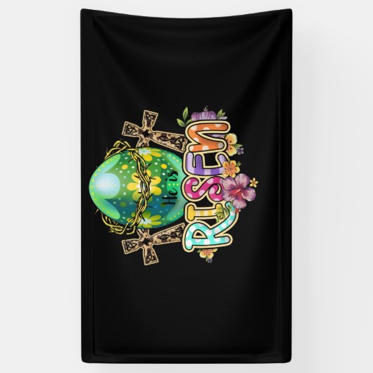 彼はキリスト教の復活祭の幸せな食べ物の日に復活している 横断幕 (縦)