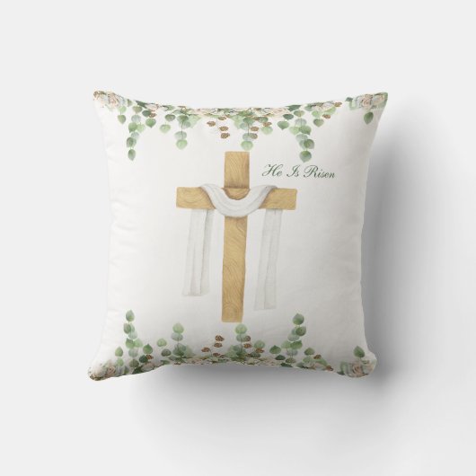 彼はキリスト教復活祭を起こしたパーソナライズされた クッション (裏面)