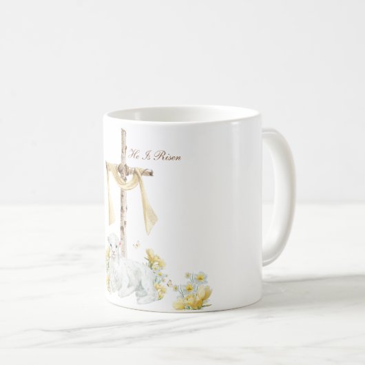 彼はキリスト教復活祭を起こしたパーソナライズされた コーヒーマグカップ (正面右)
