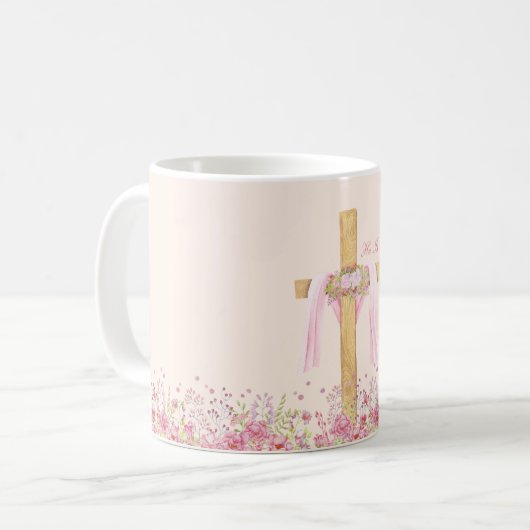 彼はキリスト教復活祭を起こしたパーソナライズされた コーヒーマグカップ (正面左)