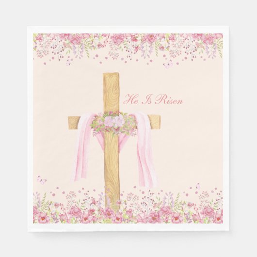 彼はキリスト教復活祭を起こしたパーソナライズされた スタンダードランチョンナプキン (正面)
