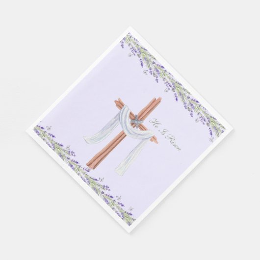 彼はキリスト教復活祭を起こしたパーソナライズされた スタンダードランチョンナプキン (角)