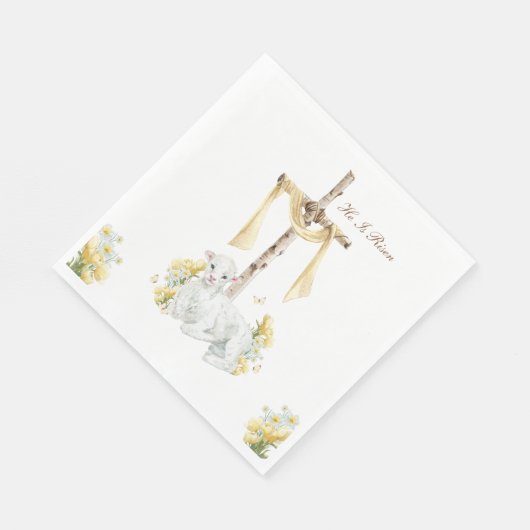 彼はキリスト教復活祭を起こしたパーソナライズされた スタンダードランチョンナプキン (角)