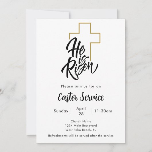 彼はクロスアート教会のイースターサービスを復活させた 招待状 (正面)