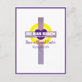 彼はクロス・バイブル聖句イースター名前をカスタムするを復活させた ポストカード (正面)