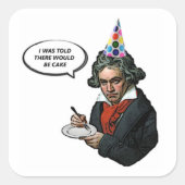 彼はケーキのステッカーがあると言われた スクエアシール (正面)