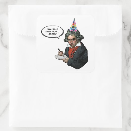 彼はケーキのステッカーがあると言われた スクエアシール (バッグ)