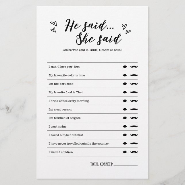 彼はゲームかブライダルシャワーの為結婚に言った (正面)