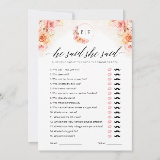 彼はゲームの緑のブライダルシャワーカードと言った 招待状 (正面)