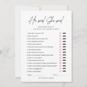 彼はゲームブライダルシャワーカードとシンプル言った 招待状 (正面)