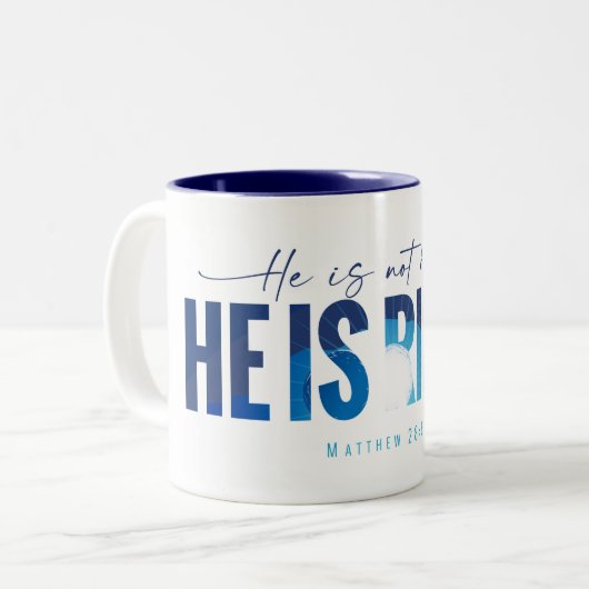 彼はコーヒーマグを起こした ツートーンマグカップ (正面左)