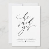 彼はシンプルな原稿の婚約の発表賛成しました 招待状 (正面)