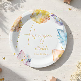 彼はジェム誕生日クリスタルスボーイの水色だ ペーパープレート