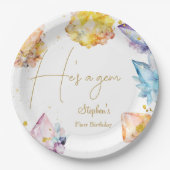 彼はジェム誕生日クリスタルスボーイの水色だ ペーパープレート (正面)