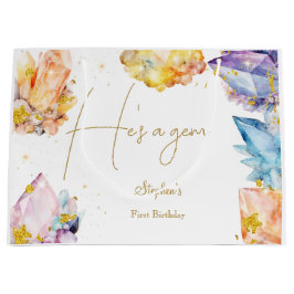 彼はジェム誕生日クリスタルスボーイの水色だ ラージペーパーバッグ