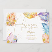 彼はジェム誕生日クリスタルスボーイの水色だ 招待状 (正面)